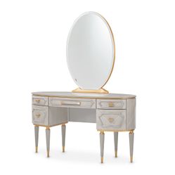 St. Charles Dove Gray Vanity Desk & Mirror