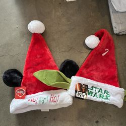 Disney Mickey Mouse & Star Wars Baby Yoda Santa Hats 