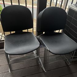 Black Plastic Stacking Chairs With Metal Frame