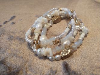 ivory beaded boho stackable bracelet set