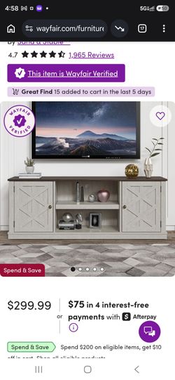 Farmhouse TV Stand with Cabinet Storage