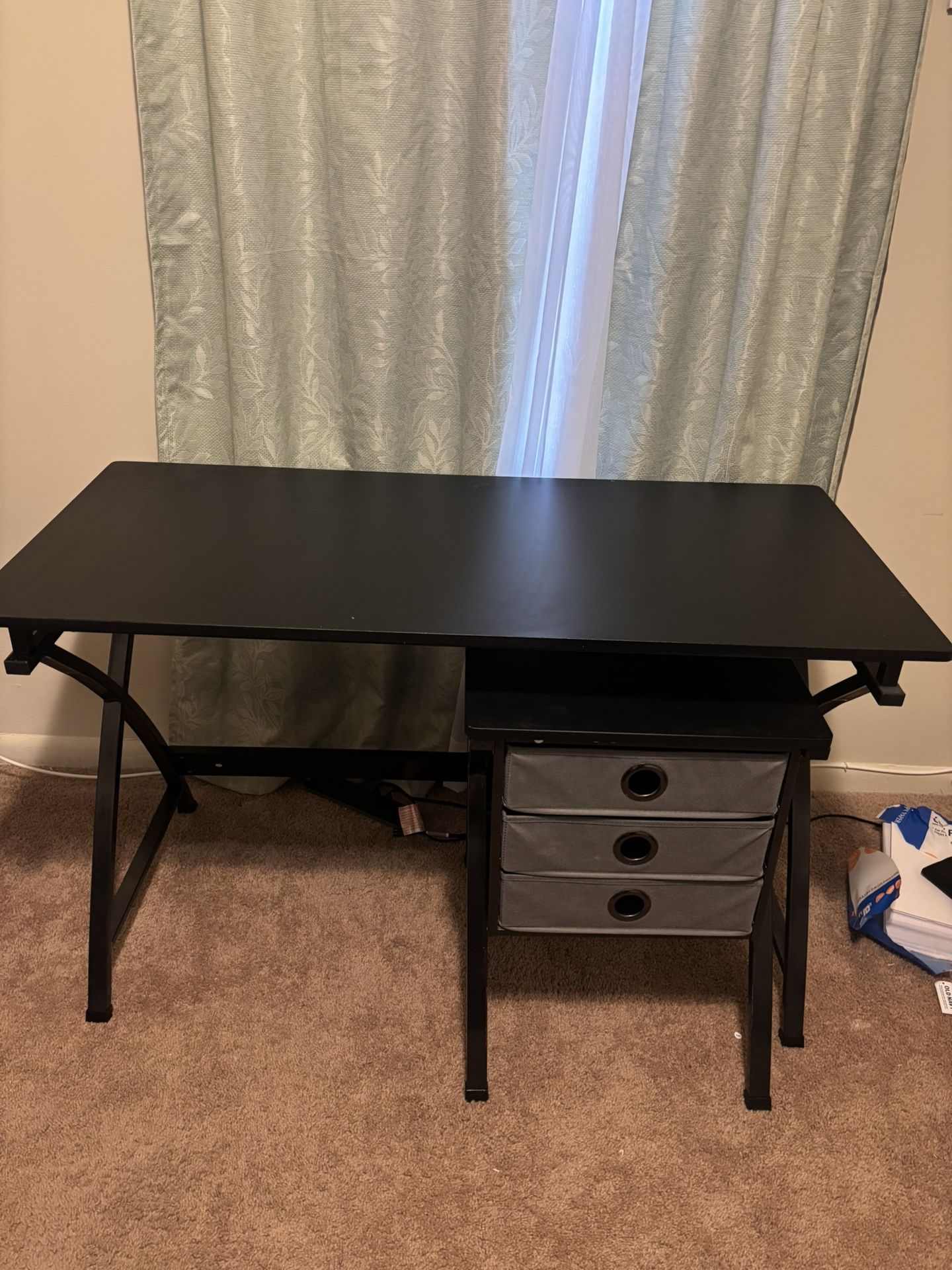 Olympic 48in. Rectangle Black 3-Drawer Desk