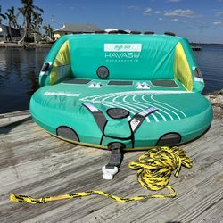 TOWABLE TUBE, 1-3 RIDERS, COMES WITH PUMP AND TOW ROPE