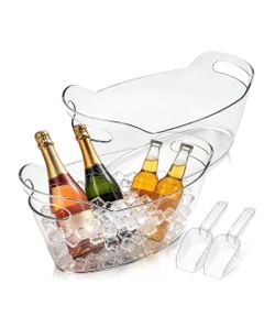 Cheardia 2 Pack Ice Bucket, 6.5 L Plastic Champagne Cooler for Cocktail Bar, Portable Drink Bucket with Scoop, Mimosa Bar Supplies Chiller Tub for Bev