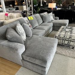 [OM] 🟪 Only $45 initial then take it home 🏡 Brand New Glacier 3 Piece Sectional With Double Chaise 