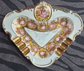 Vintage Porcelain Heart-Shaped Decorative Tray