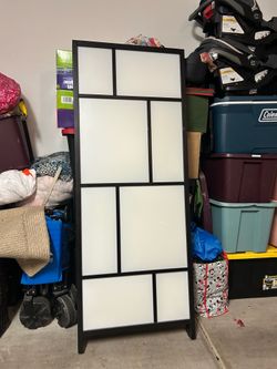 3-Panel Folding Shoji Room Divider / Privacy Screen - Black & White Modern Geometric