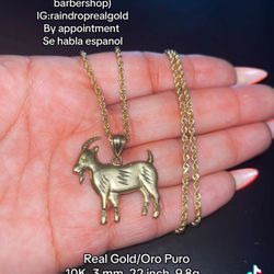 10K Gold Rope Chain & Goat Pendant 