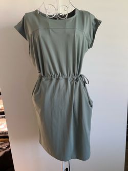 Sage Green Drawstring Waist Dress