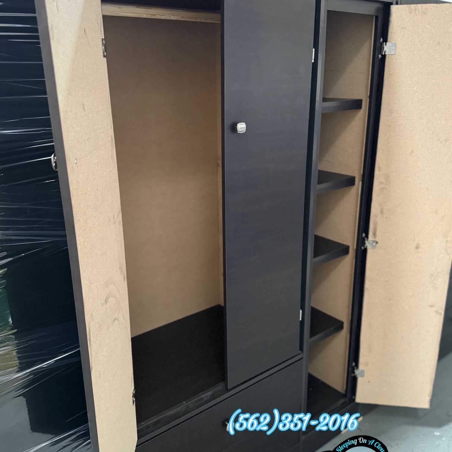 New Closet Wardrobe Wood Expresso With Storage Shelves 