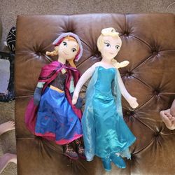 Giant Disney Frozen Plushes 30" Elsa And 27" Anna 