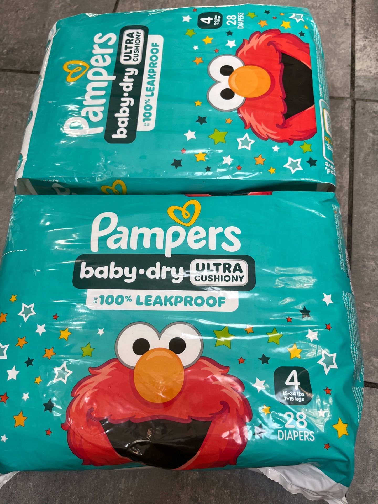 2 Pampers Baby Dry size 4 15-34lb 56 diapers
