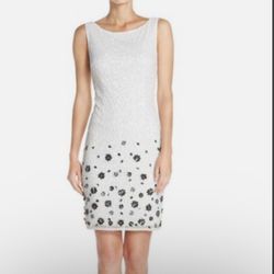 New ADRIANNA PAPELL EMBELLISHED MESH SHEATH DRESS Size 12