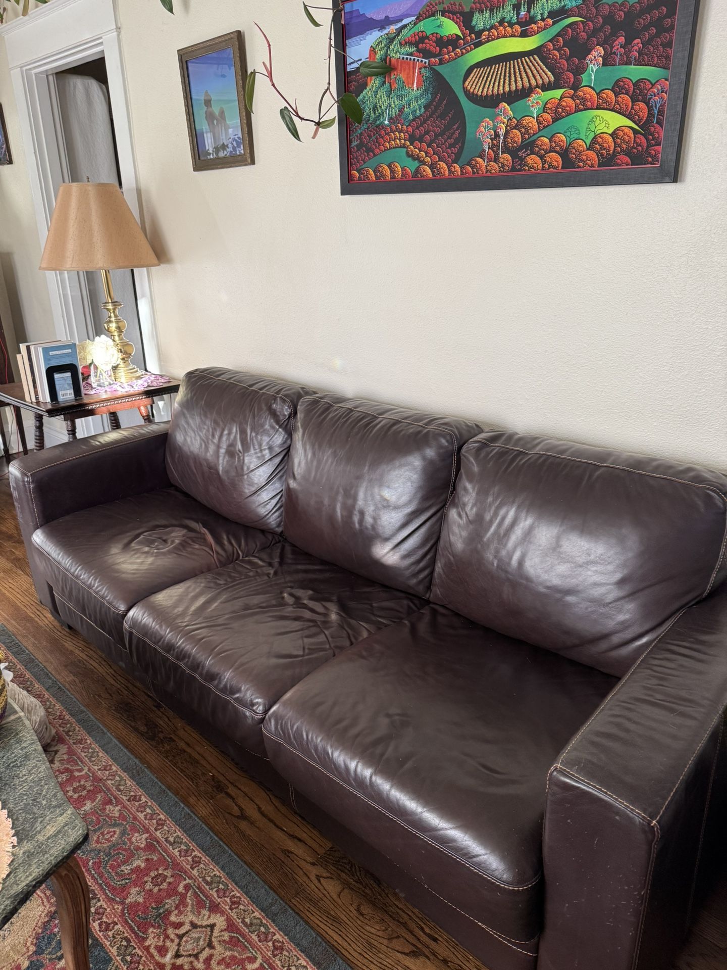Dark Brown Leather Sofa  
