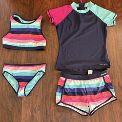 4 PC Eddie Bauer Girls Swimsuit  set