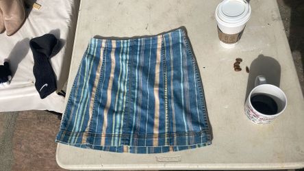 Denim Mini Skirt- Striped