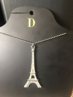 Silver Eiffel Tower Pendant Necklace | 16” Chain 3.5” pendant
