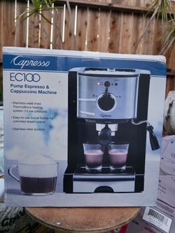 Espresso machine $50 New,  Hamilton Beach juicer $20 used, allen + roth Faux Wood Cordless Room Darkening Blind White 27in x  64in $15 new open box