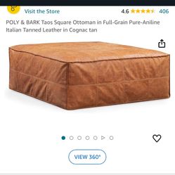 Poly + Bark Taos Leather Square Ottoman 