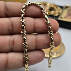 10kt Gold X Style Bracelet Pulsera Esclava De Oro 10kt