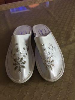 White Moroccan Slip on Shoes