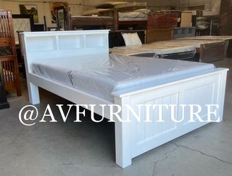 White Full Bed and Memory Foam Mattress