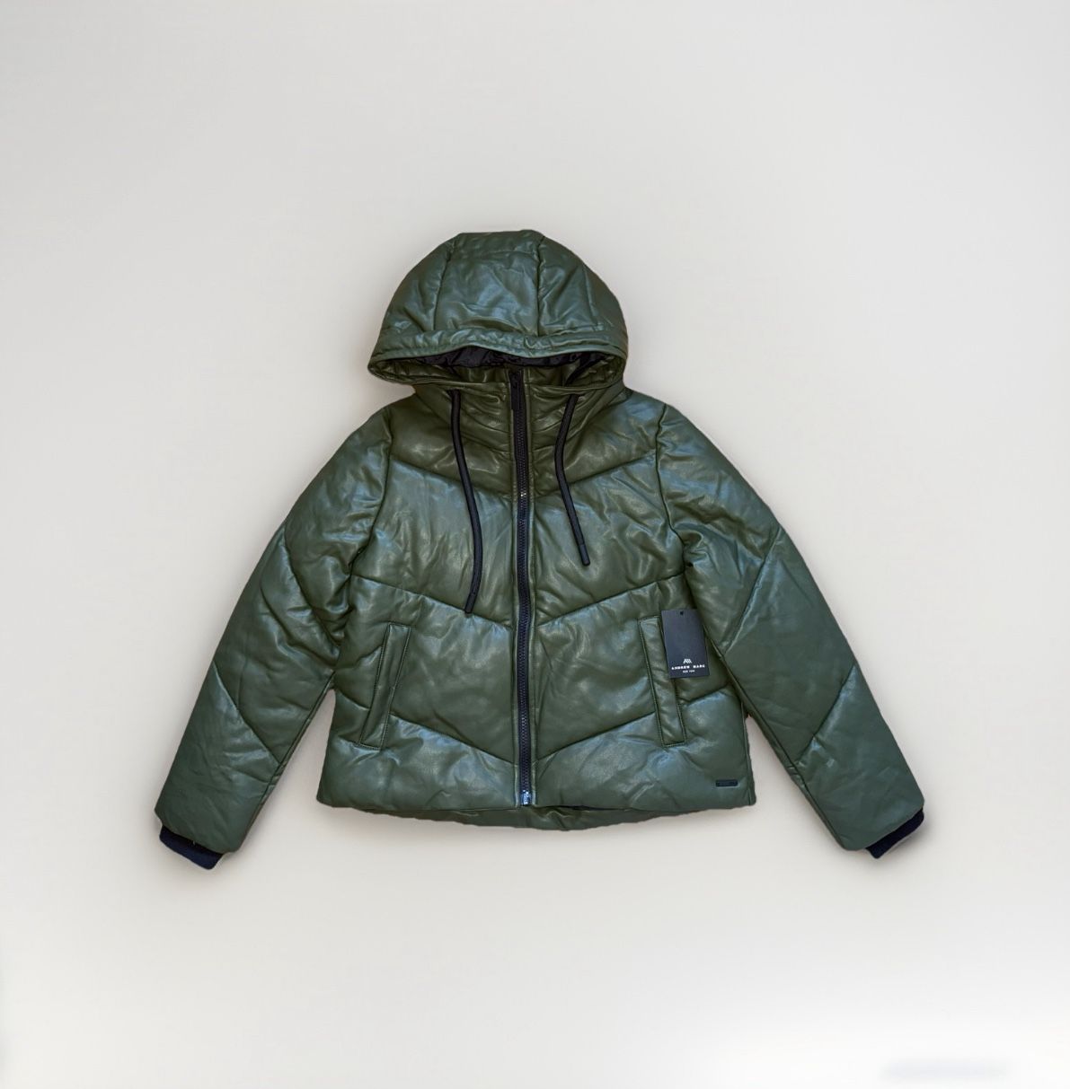 Marc New York Andrew Marc Down Puffer Coat Women Sz M Green Hooded New