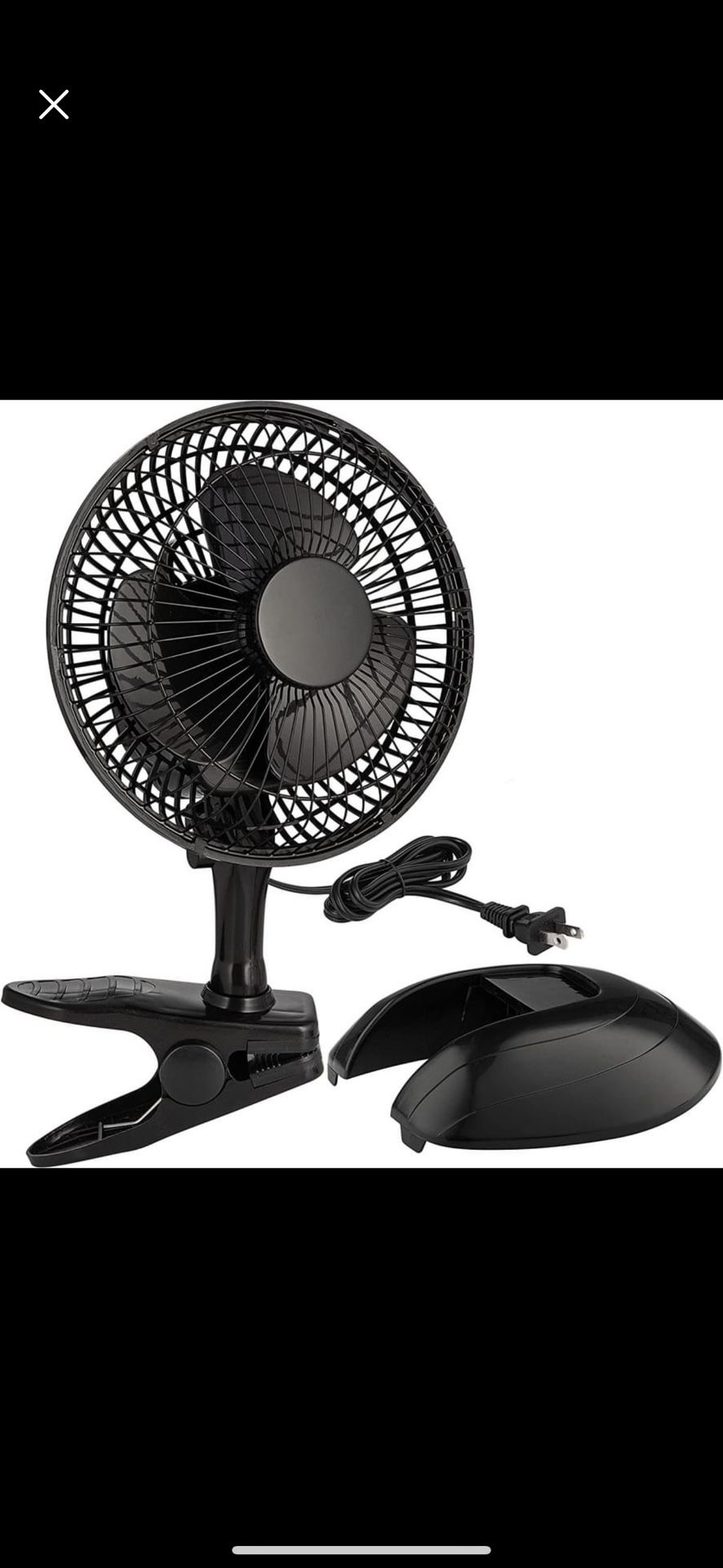 Portable Desk and Clip on Fan 6 Inch, Quiet Plug In, Cooling Fan 2 Speed, Adjustable Tilt, Black