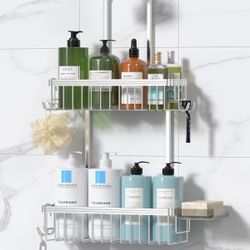 New YASONIC Shower Caddy Hanging, Never Rust Shower Organizer Hanging, Aluminum Shower Racks For Inside Shower With Hooks For Razor