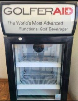 Golfer Aid Mini Fridge Like New. Interchangeable Graphics