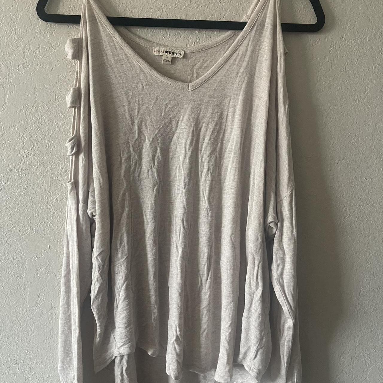 Zenana Outfitters, Women’s Ivory Basic Long Sleeve Cold Shoulder T-Shirt, Size S