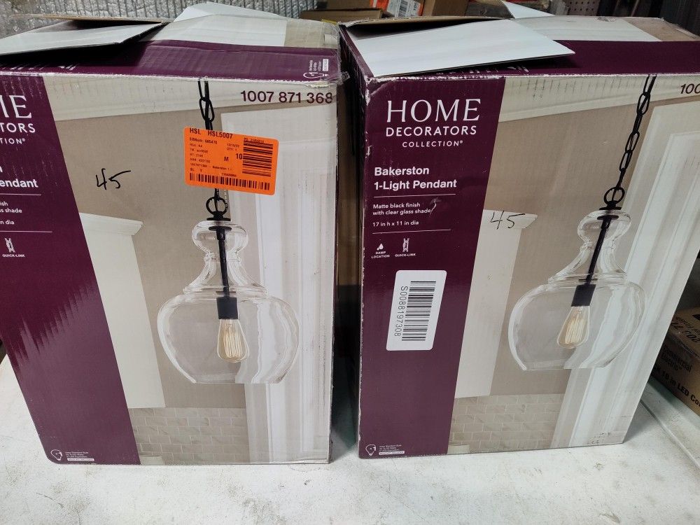 Home Decorators Bakerston Pendant Light Fixture In Matte Black, Multiple Available 