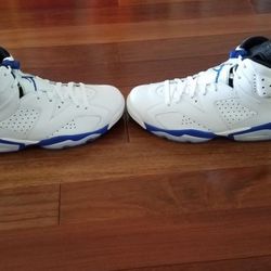 Jordan 6 Retro White/Sport Blue-Black Size 9.5