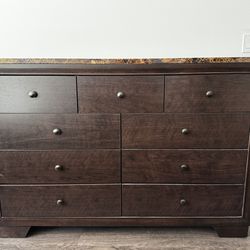 Dark wood marble top dresser