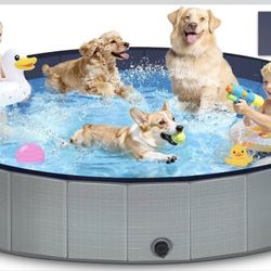 Dog Kiddie Pool for Large Dogs, Multiple Pets, Kids, 71" Gray (N156)