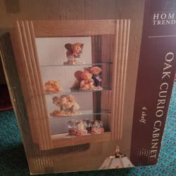 Wall mount Oak Curio Cabinet