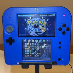 Nintendo 2DS- Electric Blue/ Black w/ Loaded 64GB SD & Accessories