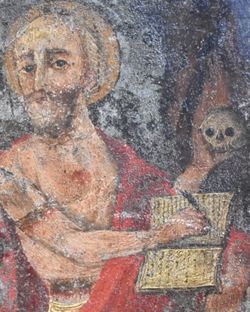 Antique Christian Oil Painted Retablo on Tin , Ex-voto