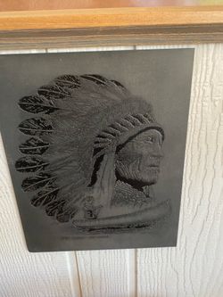 8 x 10 Native American Chief metal embossed picture