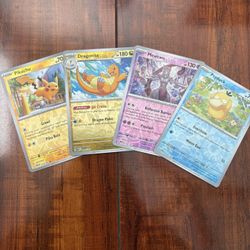 Pokemon Reverse Holo Lot of 4! Pikachu, Mewtwo, Dragonite & Psyduck NM/M