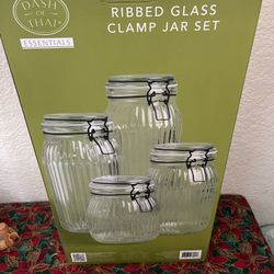 NIB Glass Jar Kitchen Storage Canister Set 