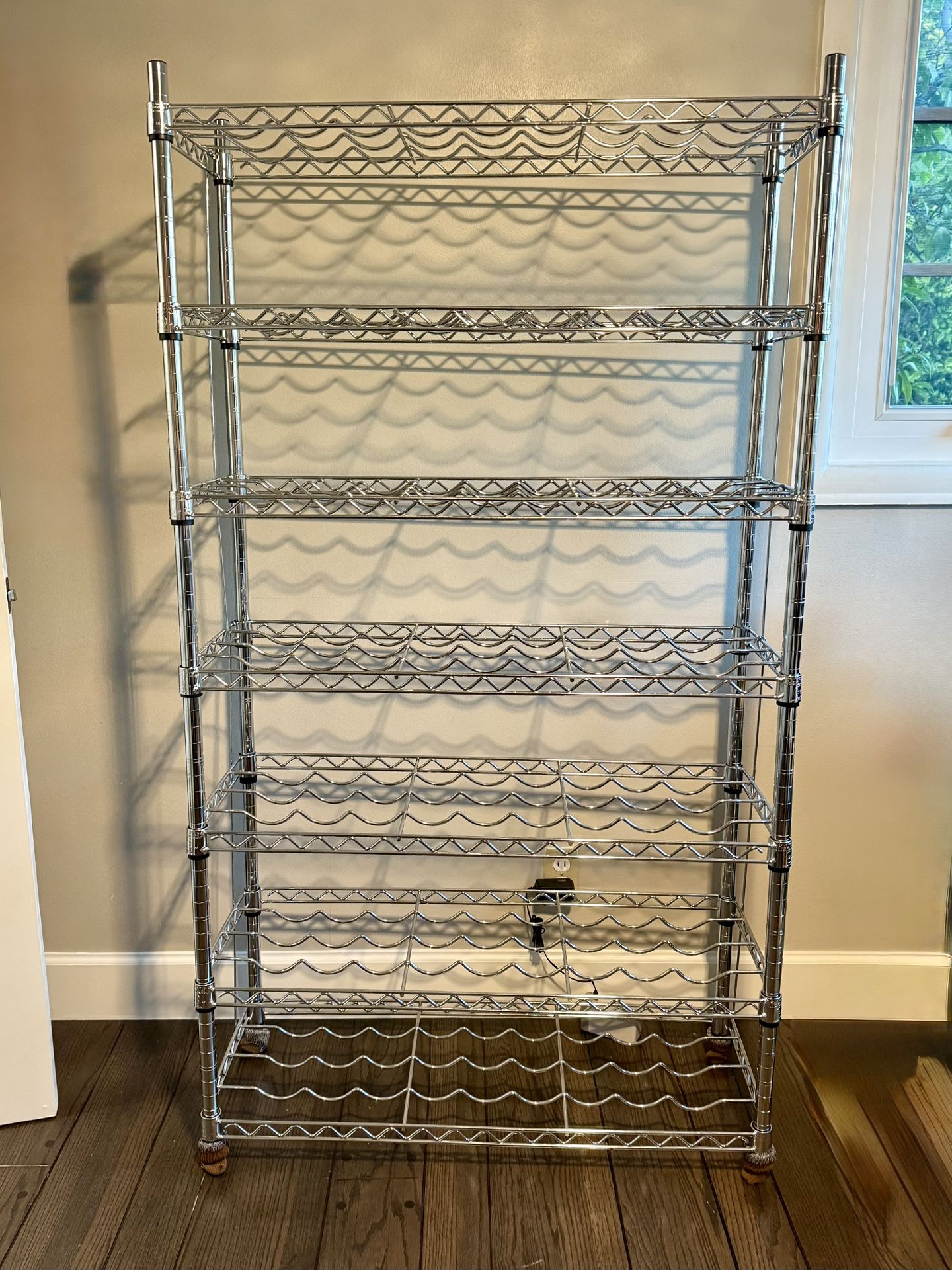63 Bottle Stainless Steel Wine Rack - Like new, Heavy Duty Storage