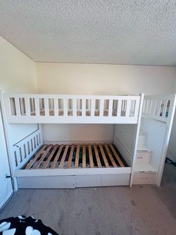 White Bunk Bed with Stair Drawers