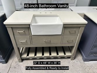 48" Bathroom Vanity with Quartz Countertop & Solid Wood & Plywood Cabinet #3497