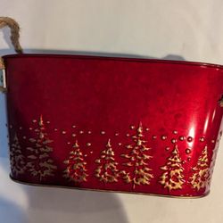 Christmas Decorative Tin Pot