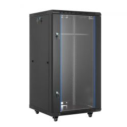 22U Network Cabinet Wall Mount, 23.6 in Depth, 300 lbs Max Load Capacity Server Cabinet Rack Enclosure with Locking Tempered Glass Door, Side Panels,
