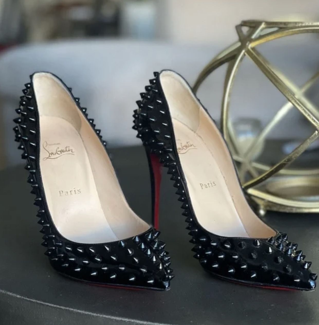 Christian Louboutin Pigalle Spikes Patent Leather Pumps