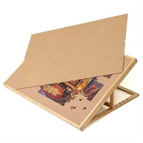 Lavievert Adjustable Jigsaw Puzzle Board with Wooden Cover, 5-Tilting-Angle Puzzle Easel for Adults, Portable Puzzle Table with Non-Slip Surface for G