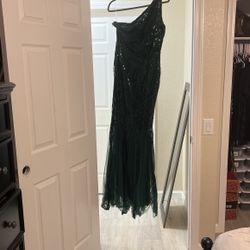 Emerald Green Sequenced Formal Mermaid Dress 