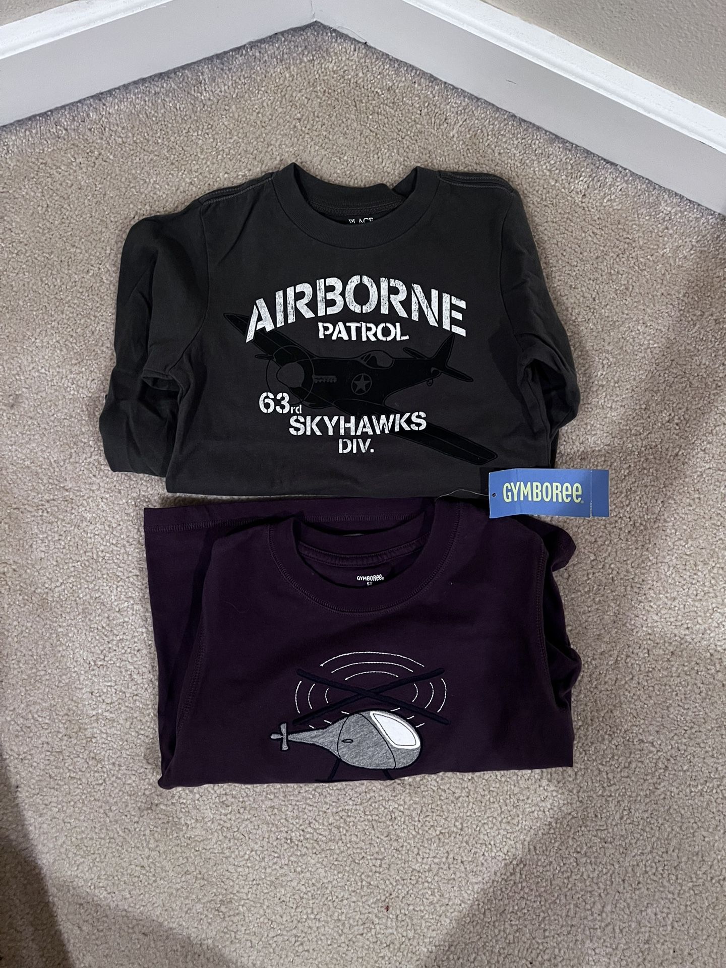 Helicopter And Airborne Shirts - Toddler Size (Brown Shirt Still Has The Tag On Ot)